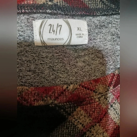 Maurices 24/7 Plaid Stripe Blocked Football Sweater XL - Picture 5 of 6